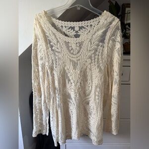 Cream Lace Long Sleeve Top New